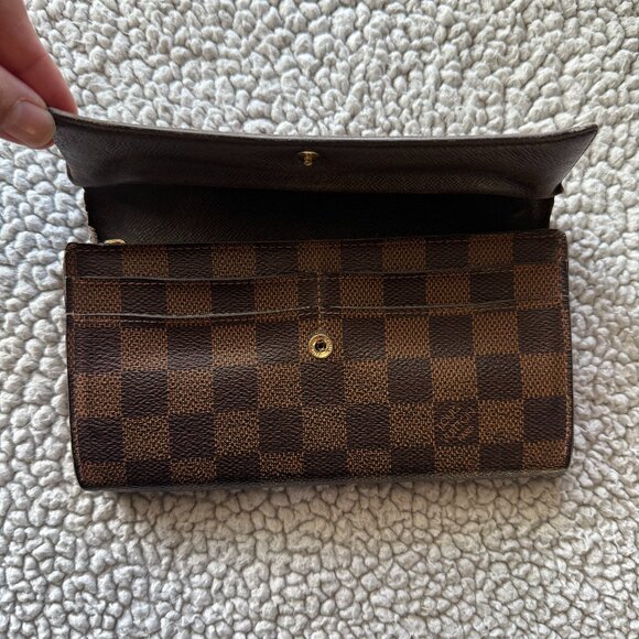 AS-IS Louis Vuitton Wallet Damier Portefeuille Sarah Long Wallet Bag Authentic - Picture 6 of 11